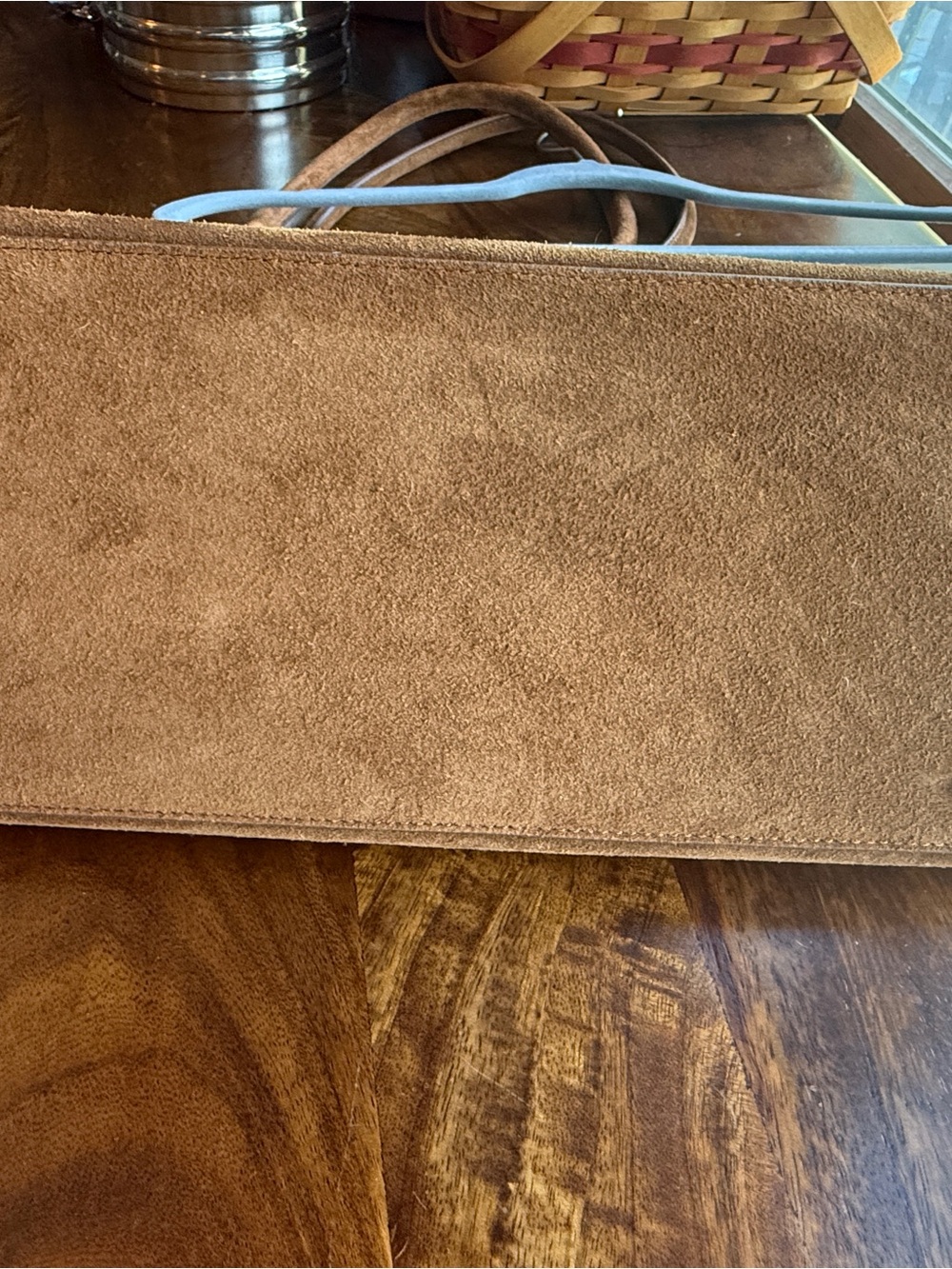 Quince Hudson Italian Suede Tote Whiskey Brown Leather Work Bag - Picture 4 of 12